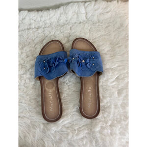 Mariella Italian Leather Blue Flower Sandals Women Size 8M